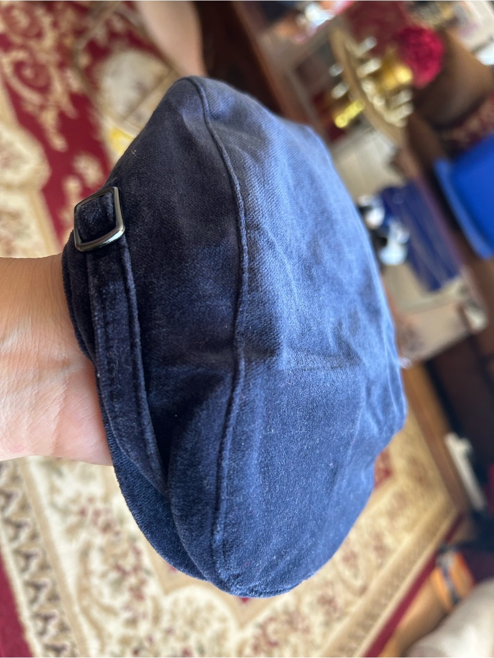 Baby newsboy hat: Janie and Jack Navy velvet Flat Cap  (12-24mo)